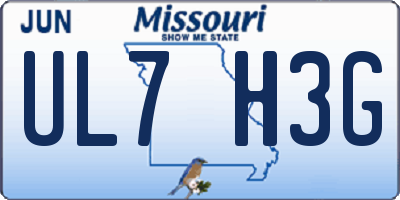 MO license plate UL7H3G