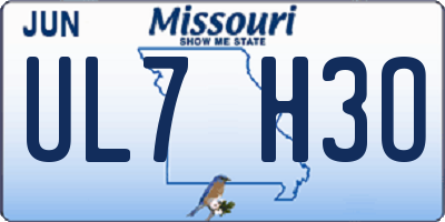 MO license plate UL7H3O