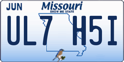 MO license plate UL7H5I