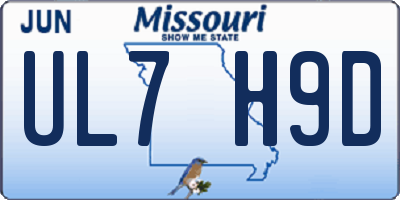 MO license plate UL7H9D