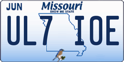 MO license plate UL7I0E