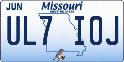 MO license plate UL7I0J