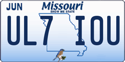 MO license plate UL7I0U