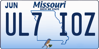 MO license plate UL7I0Z
