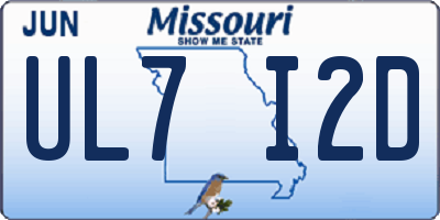 MO license plate UL7I2D