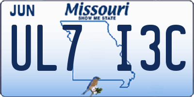 MO license plate UL7I3C