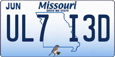 MO license plate UL7I3D
