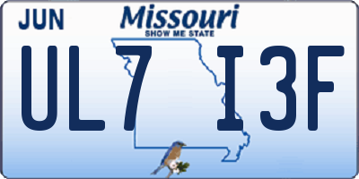 MO license plate UL7I3F