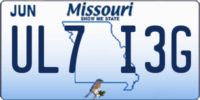 MO license plate UL7I3G