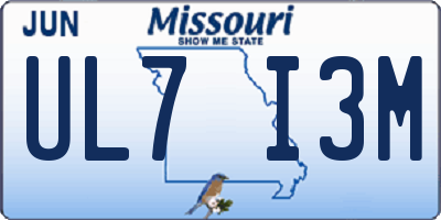 MO license plate UL7I3M