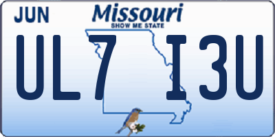 MO license plate UL7I3U