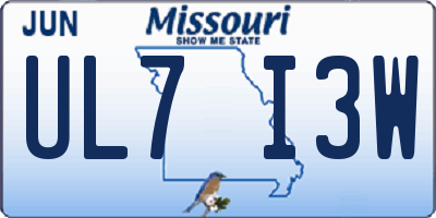 MO license plate UL7I3W