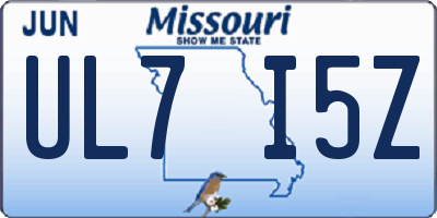MO license plate UL7I5Z