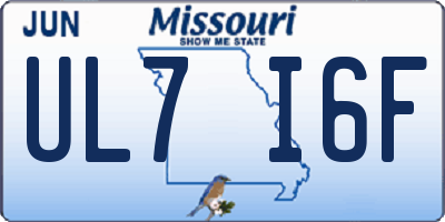 MO license plate UL7I6F