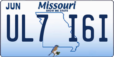 MO license plate UL7I6I