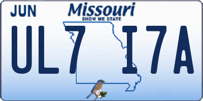 MO license plate UL7I7A