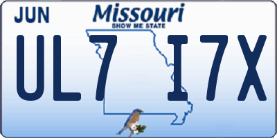 MO license plate UL7I7X