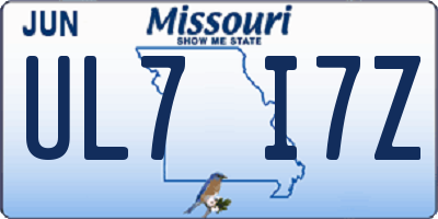 MO license plate UL7I7Z