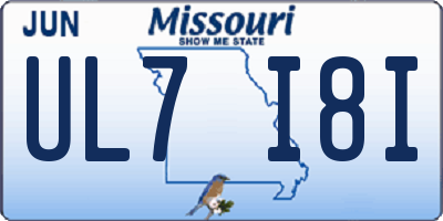 MO license plate UL7I8I