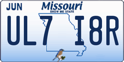 MO license plate UL7I8R