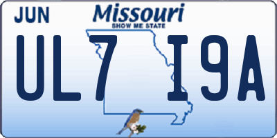 MO license plate UL7I9A