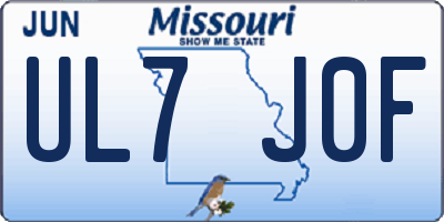 MO license plate UL7J0F