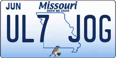 MO license plate UL7J0G