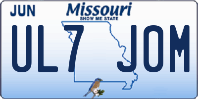 MO license plate UL7J0M
