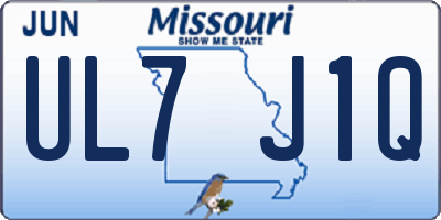 MO license plate UL7J1Q