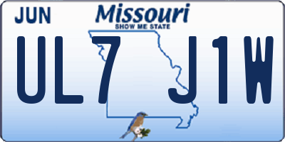 MO license plate UL7J1W