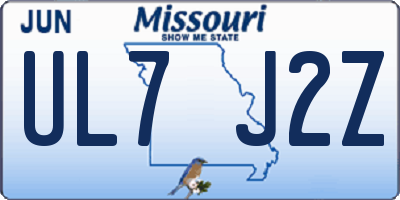 MO license plate UL7J2Z