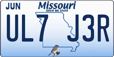 MO license plate UL7J3R