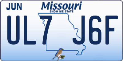 MO license plate UL7J6F