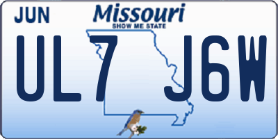 MO license plate UL7J6W