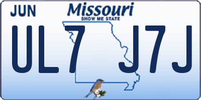 MO license plate UL7J7J