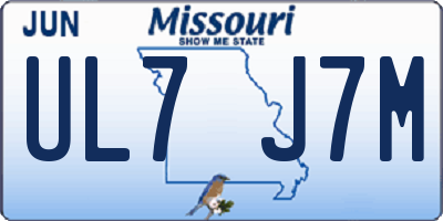 MO license plate UL7J7M