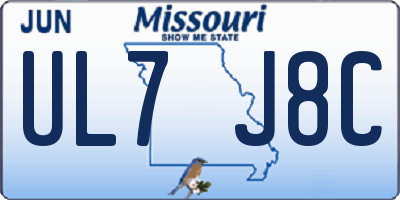 MO license plate UL7J8C
