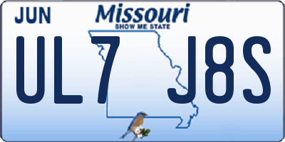 MO license plate UL7J8S