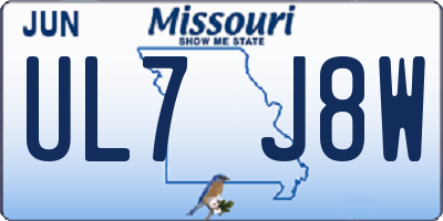 MO license plate UL7J8W