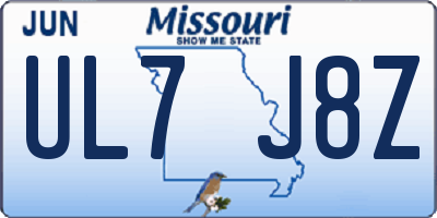 MO license plate UL7J8Z