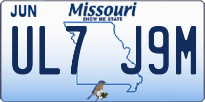 MO license plate UL7J9M