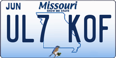 MO license plate UL7K0F