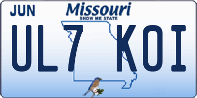 MO license plate UL7K0I