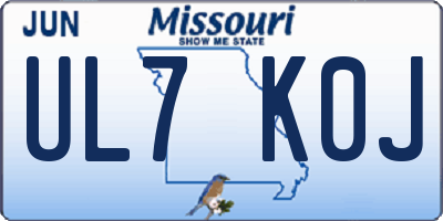 MO license plate UL7K0J