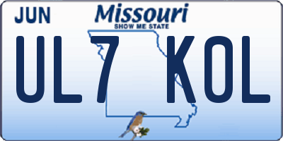 MO license plate UL7K0L