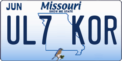 MO license plate UL7K0R
