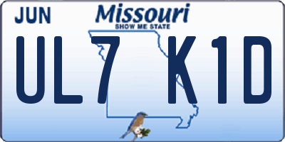 MO license plate UL7K1D