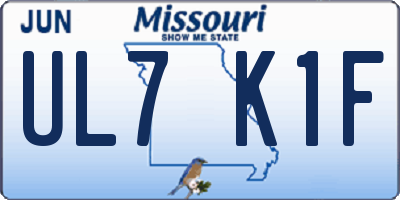 MO license plate UL7K1F