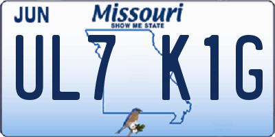 MO license plate UL7K1G