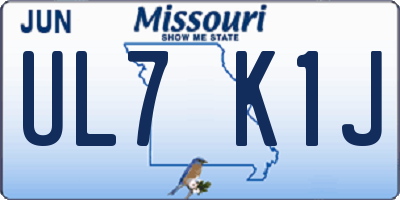 MO license plate UL7K1J